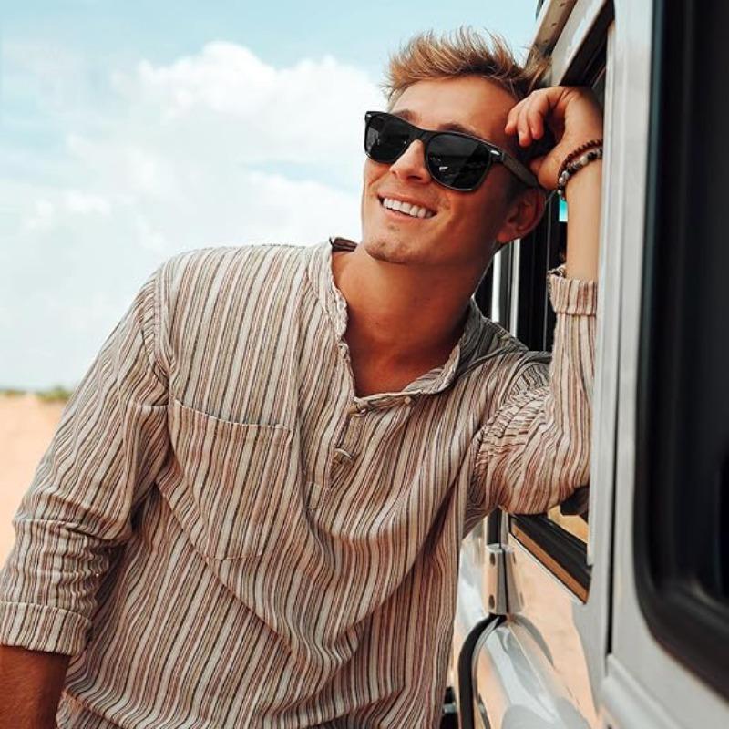 Ikke-polariserte Vintage Herre Imiter Bambus Solbriller Trebriller Mote Herre Firkantet Plastinnfatning Kjøring Antirefleks Briller Skygger