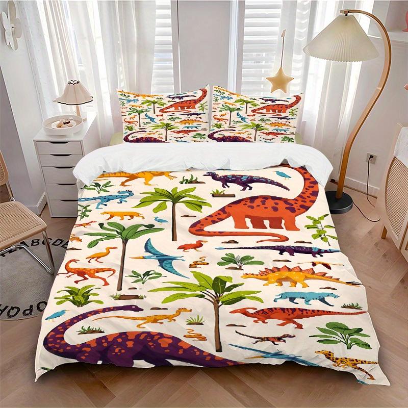 

3pcs Dino World 1Cover + 2Pillowcases, PillowInserts NotIncluded, Machine Washable, All - Season Use, Suitable for Bedroom Guest Room83 135x200cm