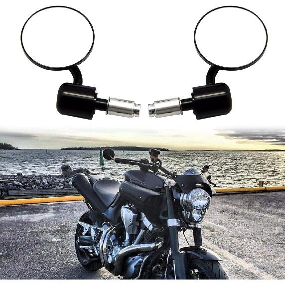 Motorcycle Side Mirrors Round 7/8" Handle Bar End Compatible With Street Bike Cafe Racer Sports Bikes Chopper Cruiser Sport FZ8 FZ-07 09
