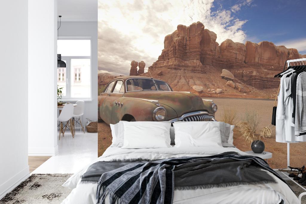 Photomural Old Car In The Desert Washable Fleece 416x254