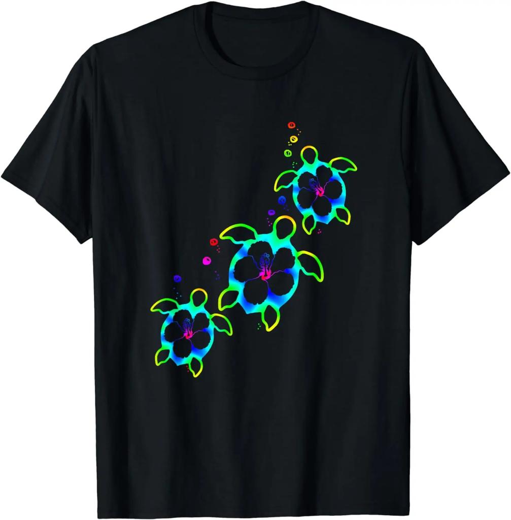 Tropical Colors Hawaiian Honu Sea Turtles TShirt Women Clothing Kawaii Clothes Tops Graphic T Shirts Ropa Mujer