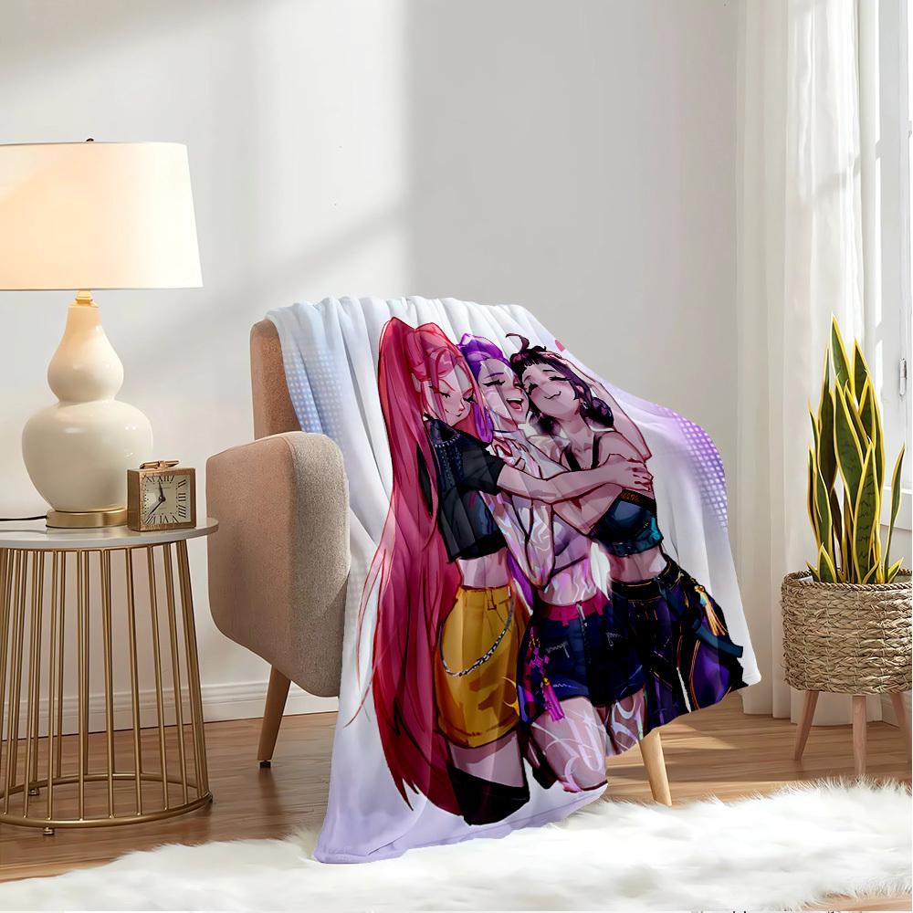 K-POP Anime Girl Group Vier Jahreszeiten Weiche Warme Decke Ganzjahres Dick Gestrickt Polyester Tagesdecke für Bett, Camping, Reisen Perfektes Geschenk