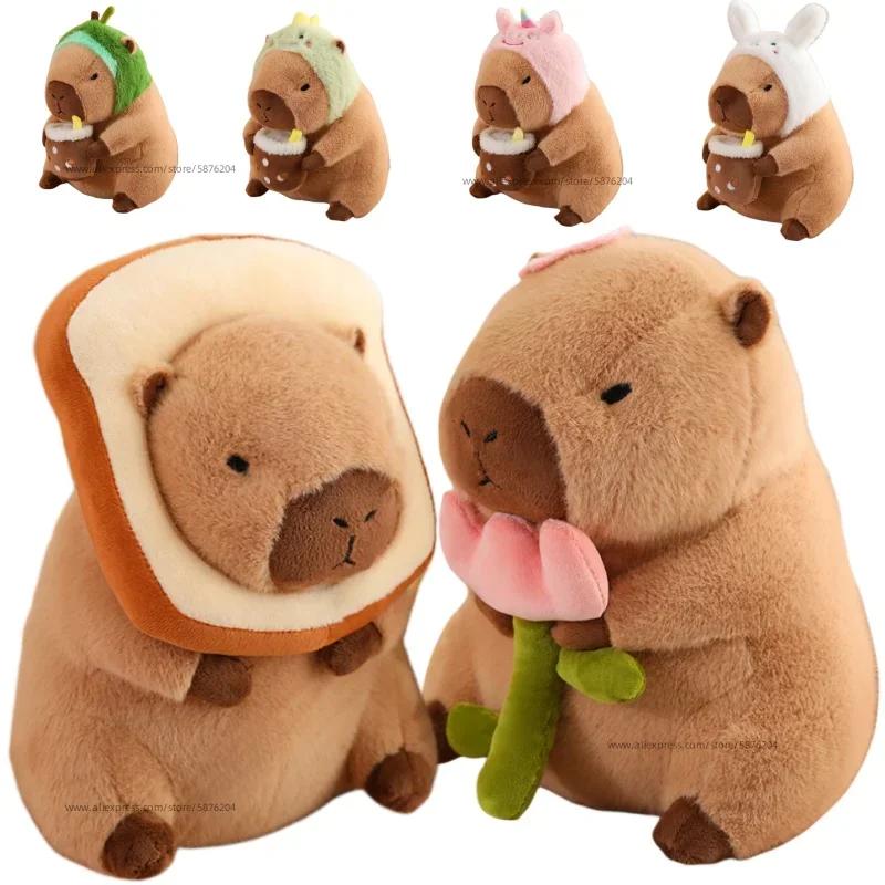 Capybara Plysj Leke Simulering Capibara Cosplay Unicorn Dinosaur Dress Boba Brød Frukt Mat Dekor Fugler Boble Kosedyr