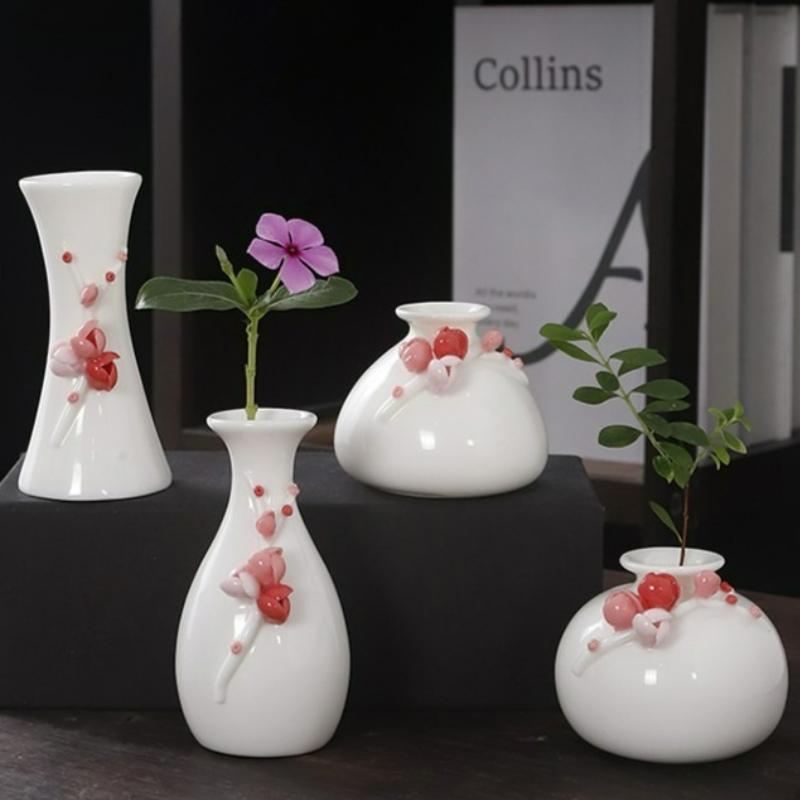 Chinese Mini Ceramic Handmade Flower Vase Flower Inserted Dry Flower Fragrance Bottle Home Table Desk Decorations Accessories