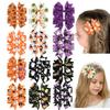 12pcs Halloween Fabric Hair Bow Clips Pumpkin Bat Pattern Accessory for Toddler School Girls Boutique Clip Barrette