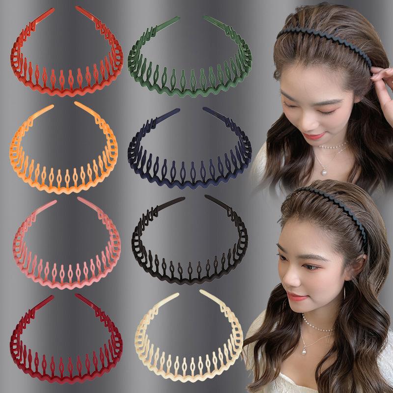 Women Simple Colorful Matte Toothed Hairbands Broken Hair Finishing Headband Outdoor Hair Hoop Headwear  Hair Accessories