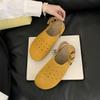 Retro Mori Hollow Breathable Bag Head Half Slippers Female Summer Wear a Pedal Thick Sole Ugly Cute Leather Birkenstocks