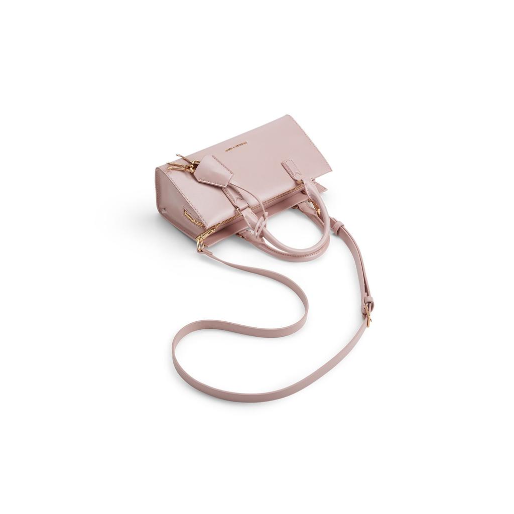Charles & Keith Kerry Series Minimalist Shoulder Bag With Pendant PU Handbag Small Women handbags Black Light-Pink Cream CK2-30271481