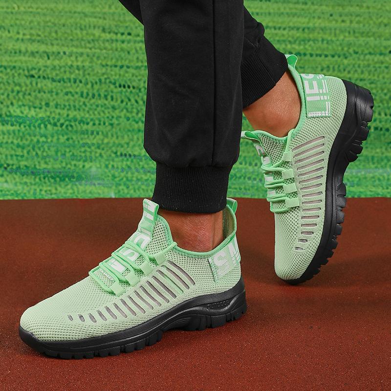 

Men s Trendy Design Mesh Shoes Lightweight Breathable Comfortable N Slip with A Lace Up Sole for Casual Walking Sports Shoes 36 зелёный