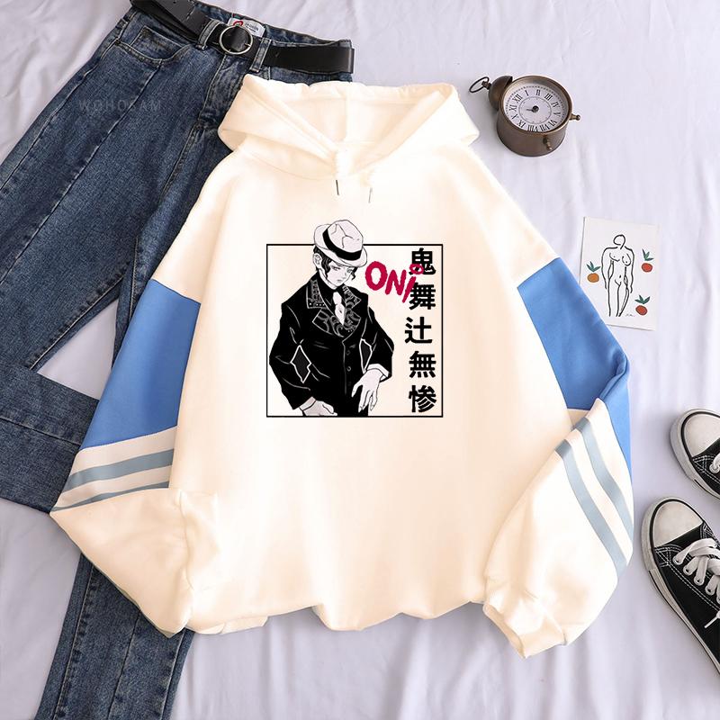 

Harajuku японское аниме Demon Slayer унисекс толстовки с капюшоном одежда большие размеры с длинным рукавом манга Muzan Kibutsuji крутые уличные толстовки XS чёрный