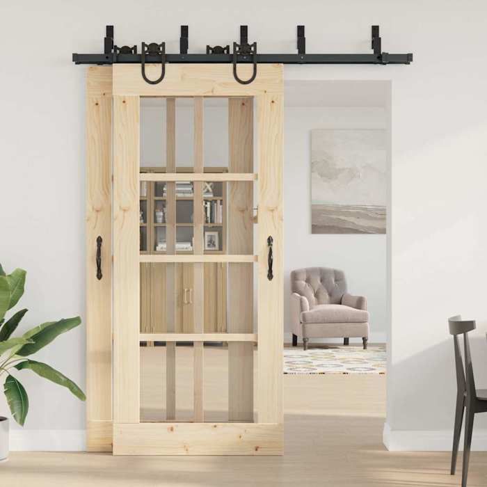 VidaXL Sliding Door Hardware Kit 183 Cm Steel Black, Sliding Door Hardware, Door Rail of 3295737