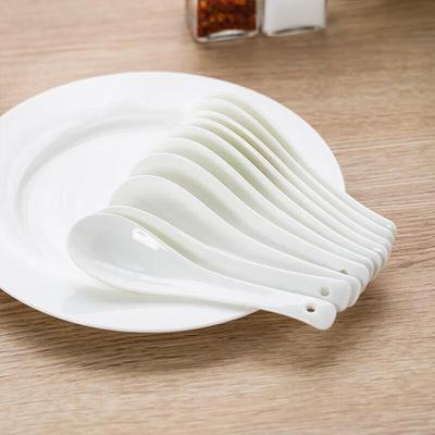 Pure White Ceramic Small Spoons - 10 Pack