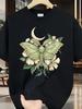 Mystical Moth Crescent Moon Floral Aesthetic Cottagecore T-Shirt, PLUS SIZE