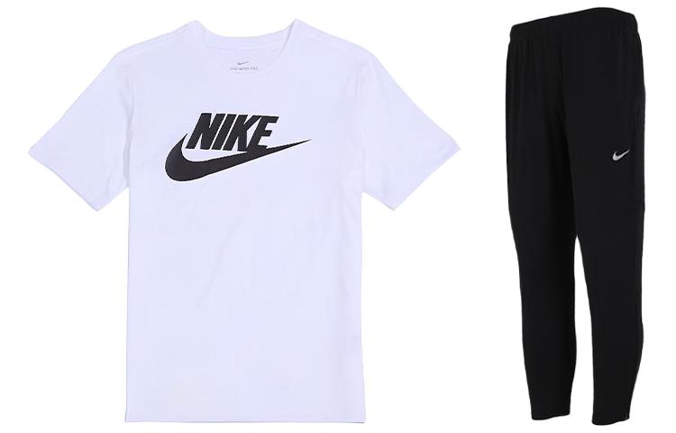Nike Casual Sportswear Men's White+Black Crew Neck Moderate