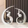 Modern Creative Rabbit Ceramic Ornaments Office Cafe Table Sculpture Gift Crafts Home Living Room Bookshelf Desk Figurines Decor