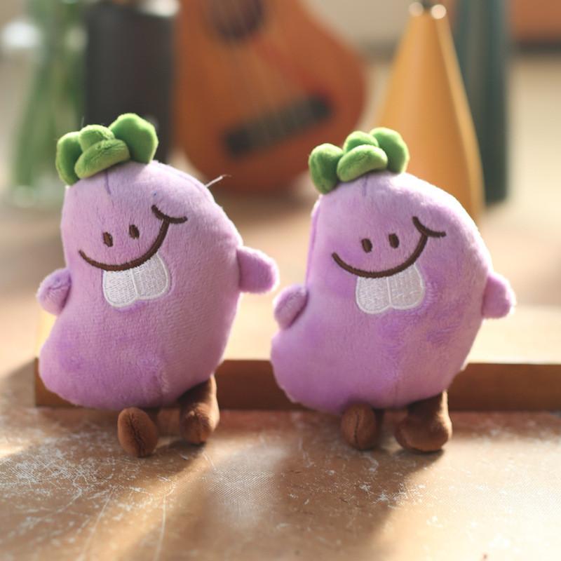 Miniature Eggplant Vegetable Plush Keychain Pp Cotton Stuffed Gift For Teens