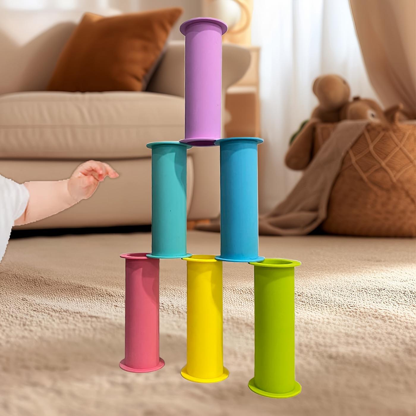 Colorful Silicone Baby Stacking Cups and Rainbow Rings Educational Toy Set