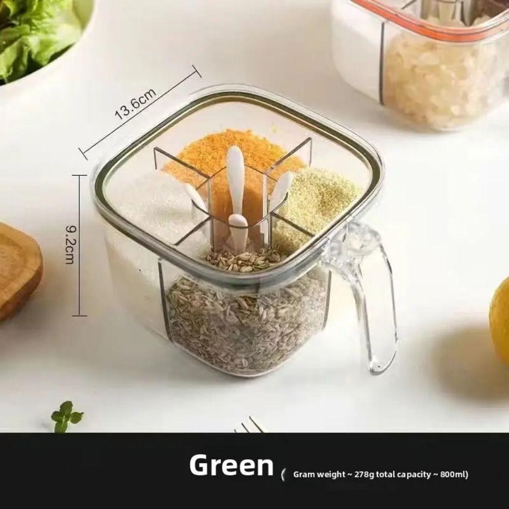 Transparent Seasoning Box Multi Grid Storage Jar New Seasoning Jar  Glutamate Pepper Storage