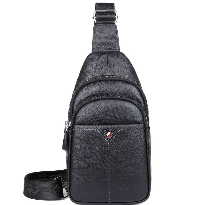 Men's First-Layer Cowhide Chest Crossbody Bag