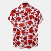 Lässiges Mode Hemd mit Kragen und Druck, dünnes hawaiianisches Blumenhemd, Herren Kurzarmhemd, 1D Druck Lässiges Hemd
