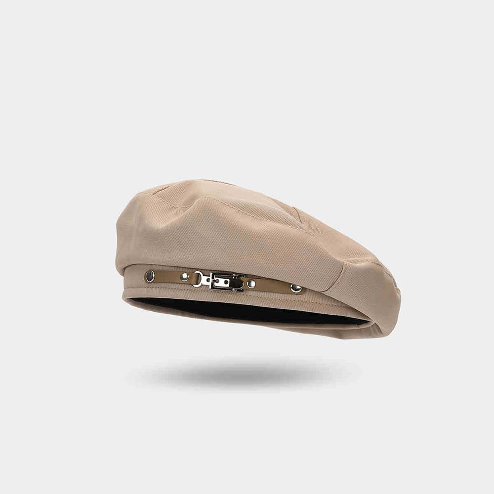 HOT Beret Women s Fashion Retro Hat Metal Buckle Beret British Painter s Hat Retro Painter s Hat Beret Caps Round Top Bud Hat хаки