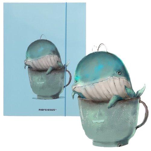 A4 Document Folder with Elastic Band - Whale Design, CUTE Collection by Narcissus