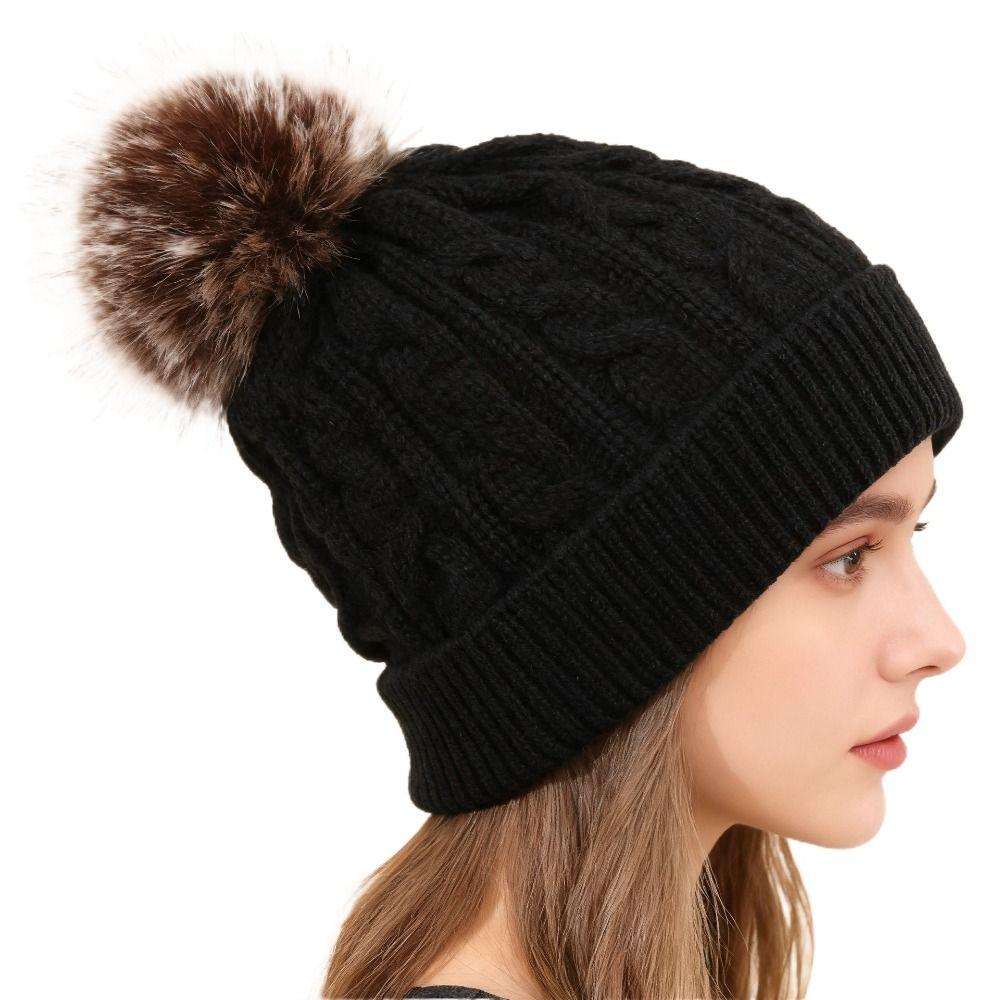 Keep Warm Knitted Beanies Ear Protection Pompoms Hat High Quality Winter Autumn Hats  for Woman/Men