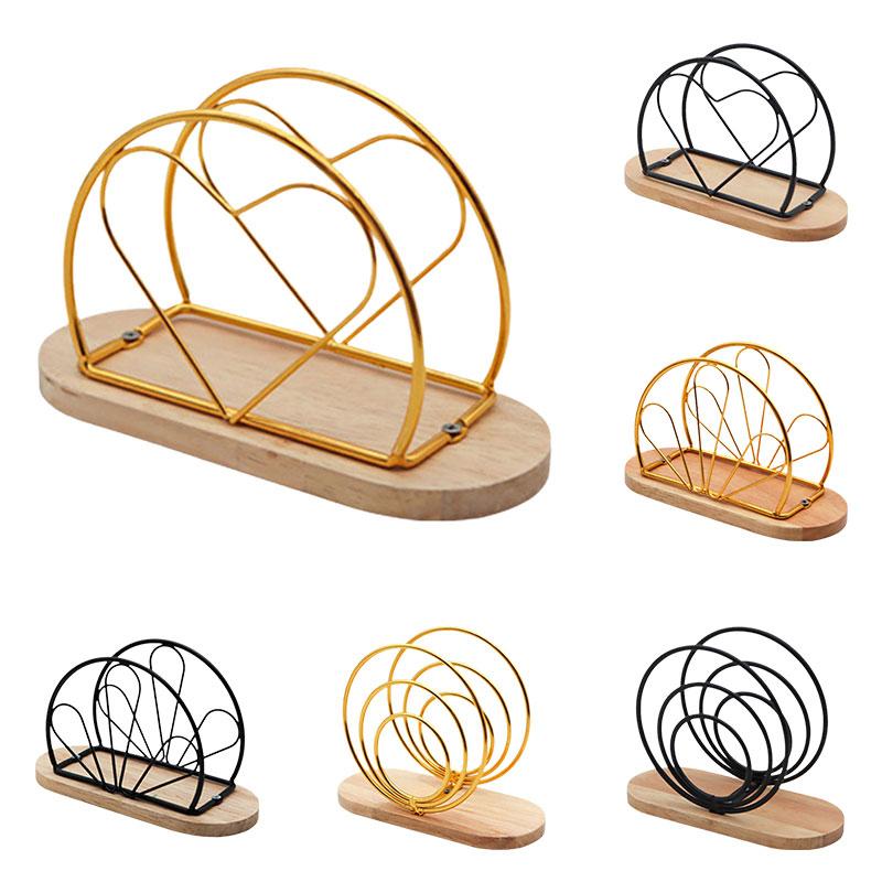 Napkin Holder with Wood Base Creative Modern Napkin Storage Rack Desktop Paper Dispenser Decorative Holder for Paper Napkins