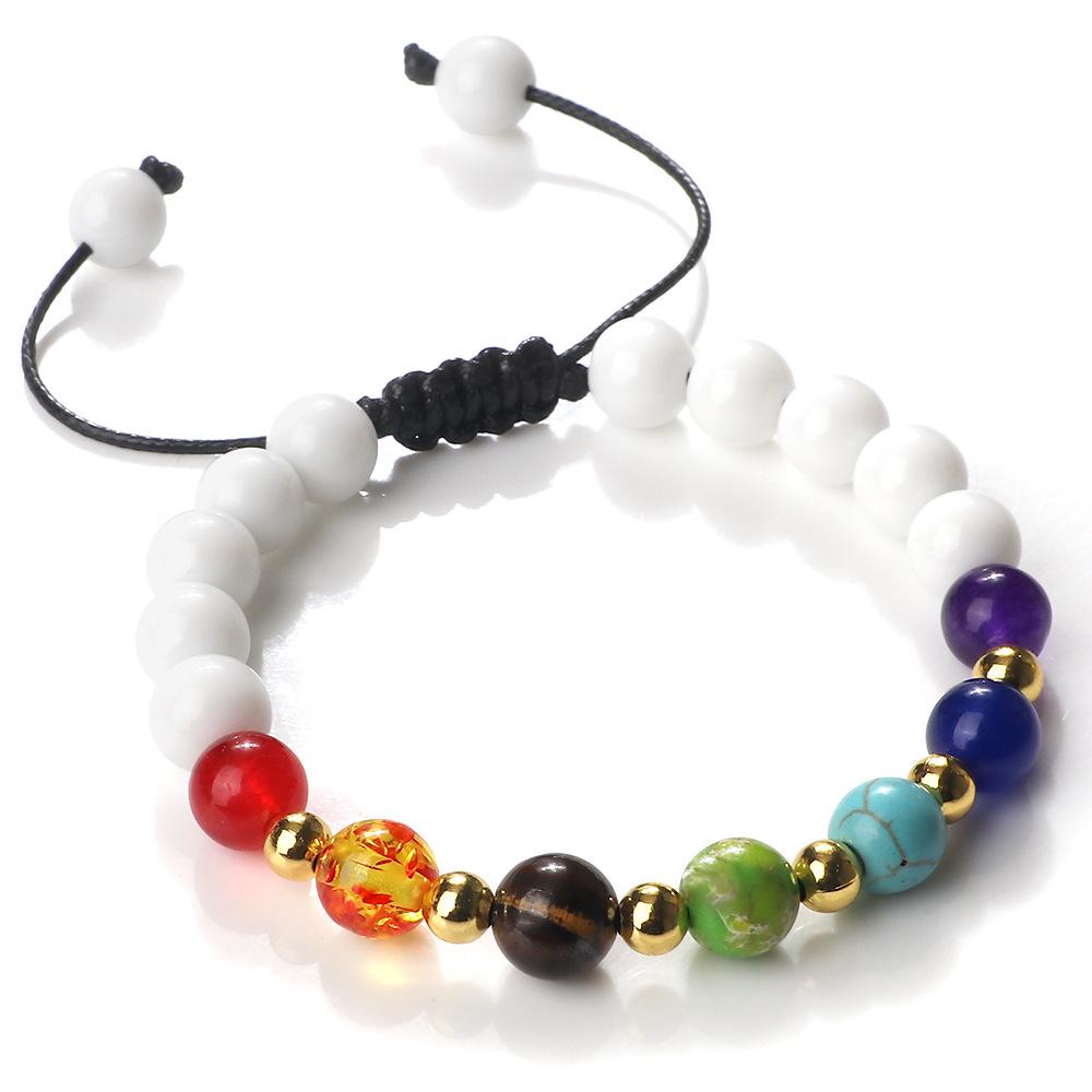 Adjustable Multicolor Beaded Bracelet with Volcanic Stone and Copper Alloy Beads
