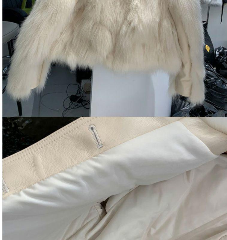 Women's Eco-friendly Round Neck Fox Fur Coat - Slim, Plush, Short, Thickened Korean Style (2025 Autumn/Spring)
