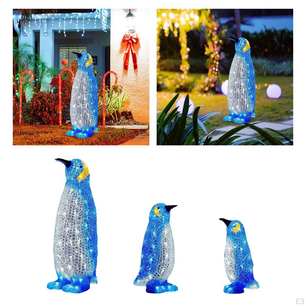 Acrylic Light Up Penguin LED Novelty Statue for Patio Outdoor Decor