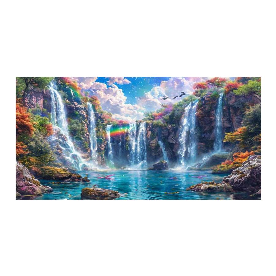 Diamant Mosaik Regenbogen Wasserfall Landschaft Großformat DIY Diamantmalerei Vollbohrer Landschaft Schmuck Kreuzstich Bild Wanddekor