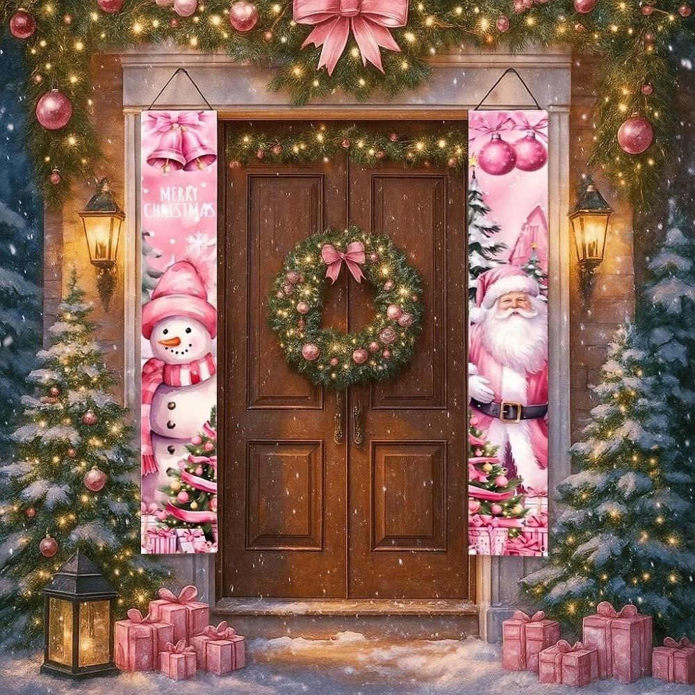 1 Pair 180x30CM Xmas Hanging Flags Large Size Merry Christmas Banner Christmas Door Couplet Bar