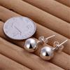925 Silver 8/10mm Round Smooth Solid Bead Ball Stud Earrings For Women Wedding Engagement Party Jewelry