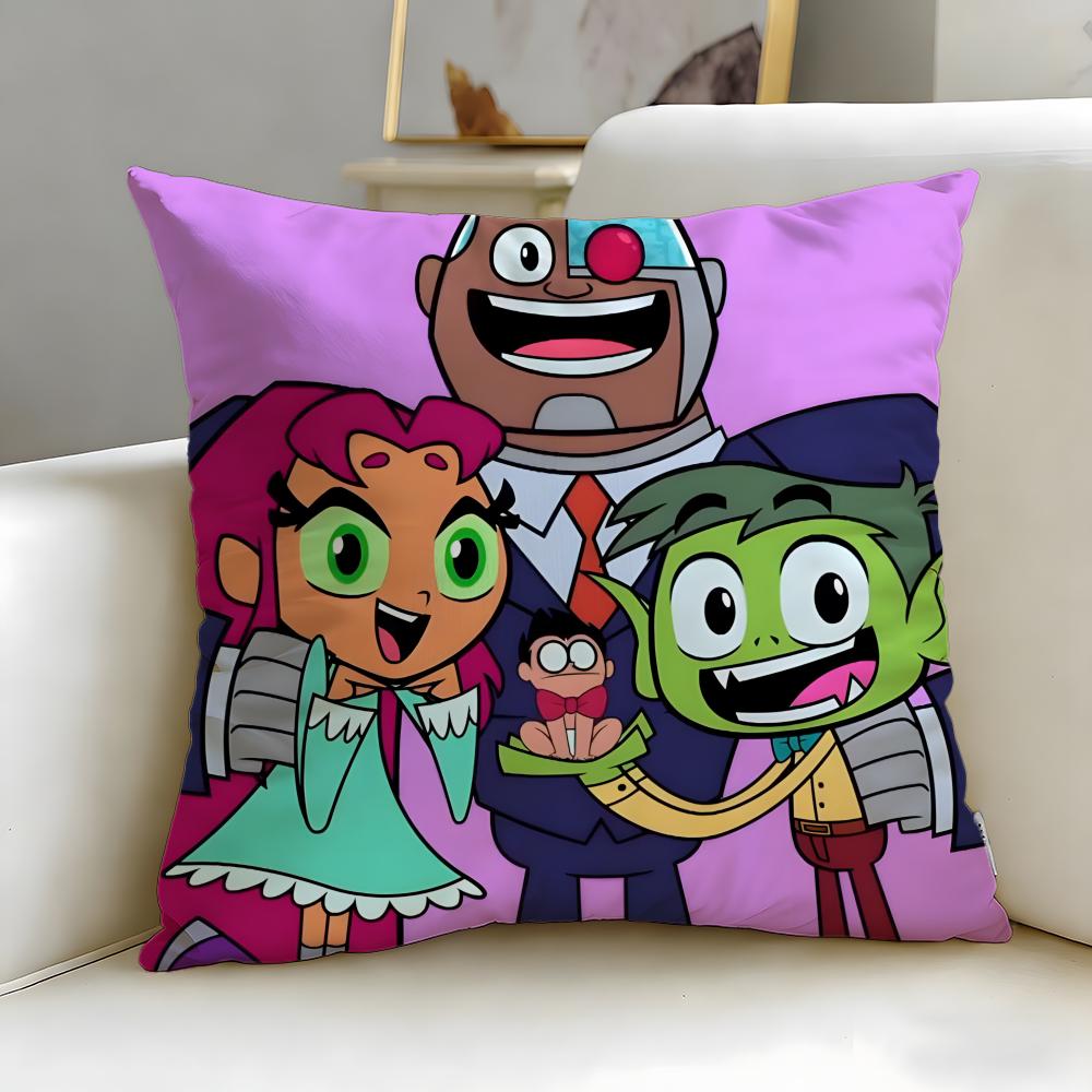 popular animated series Teen Titans Go Cushion Cover Soft  EasyWash Pillow Case  Versatile for Couch Bed Travel and Office