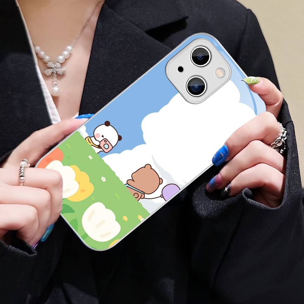 Character Bubu And Dudu For IPhone 14 13 12 Mini 11 Pro XS Max X XR 14 Plus Tempered Glass Cover