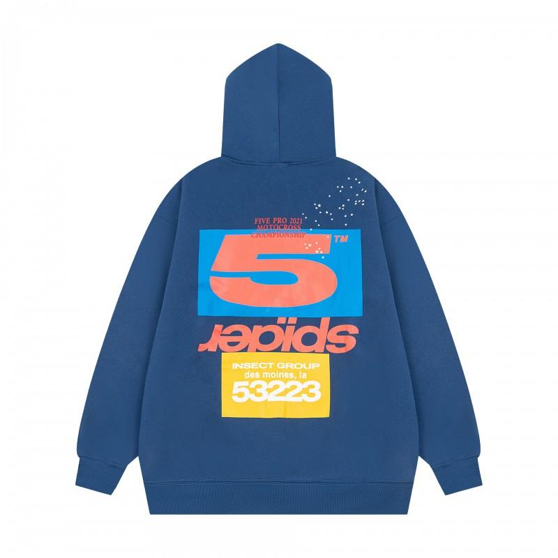 Mens Oversized Hooded Sweatshirt With Spiderweb Foam Print Cotton Fleece-Lined