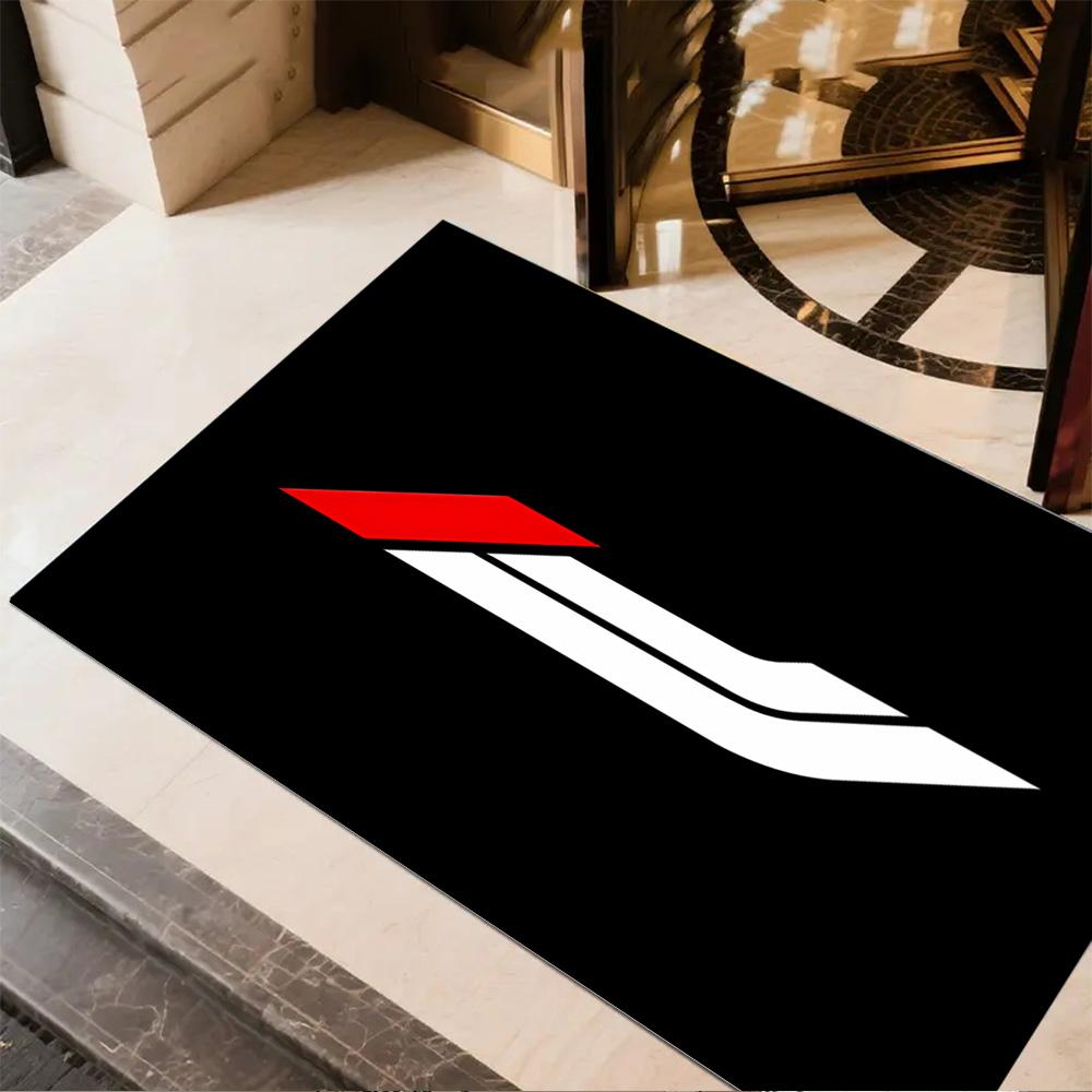 Bold White Logo Design Floor Mat Perfect for Foyer Living Rooms Outdoor Bedrooms Antislip Carpet Office Home Decor Spiritual Gift