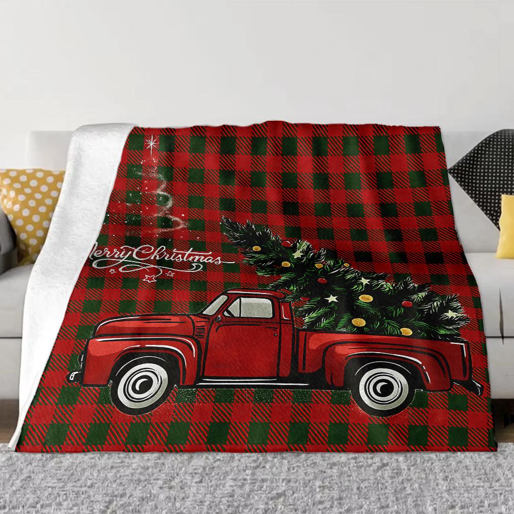Merry ChristmasFlannel Fleece Blanket, Cozy Microfiber Plush Throw Blankets for Bed Sofa Couch Travel Camping-300gms