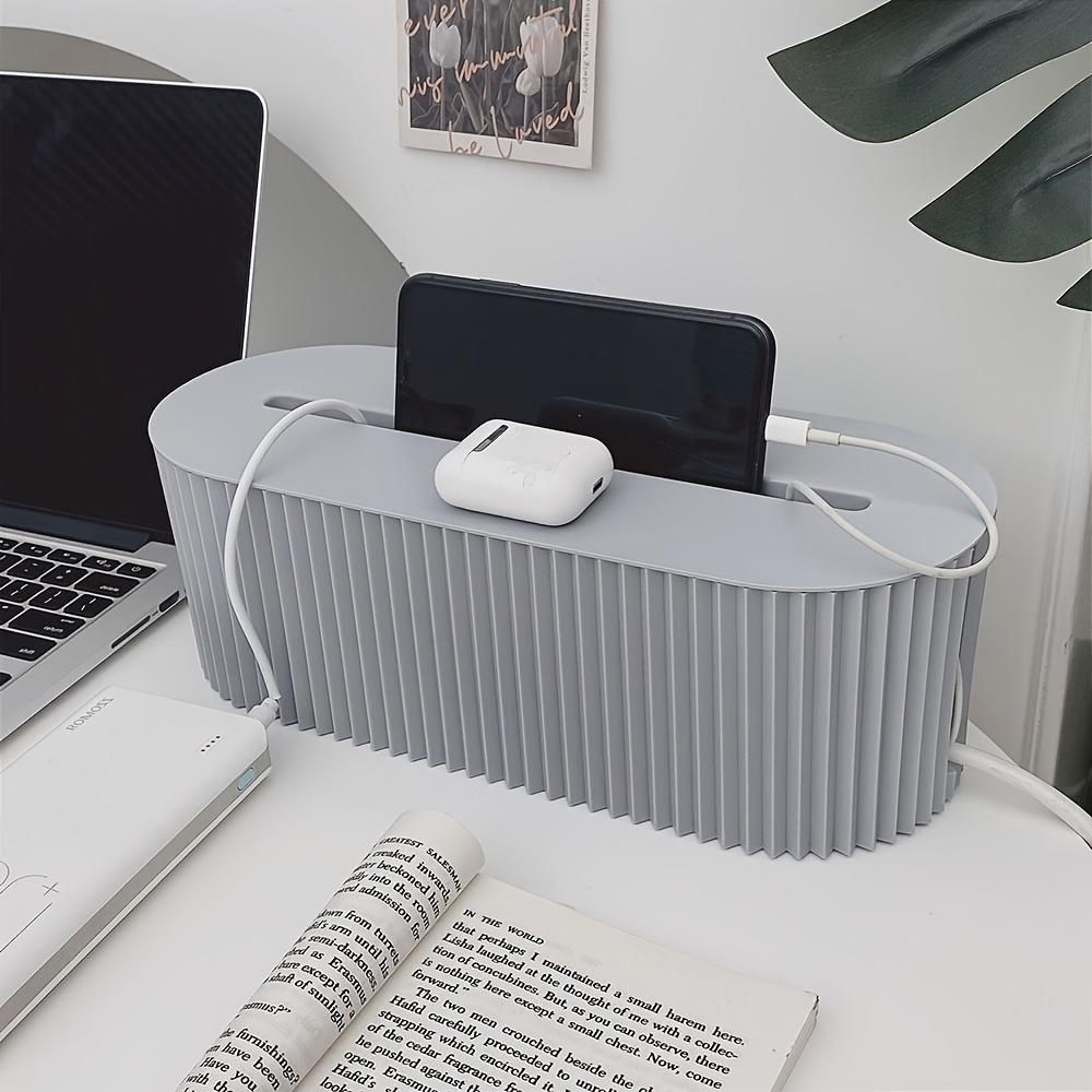 Multi-Function Power Outlet Storage and Organizer Box - Hide Phone, Tablet, and Charger Cable Management, Suitable for Desk and Dorm Bed