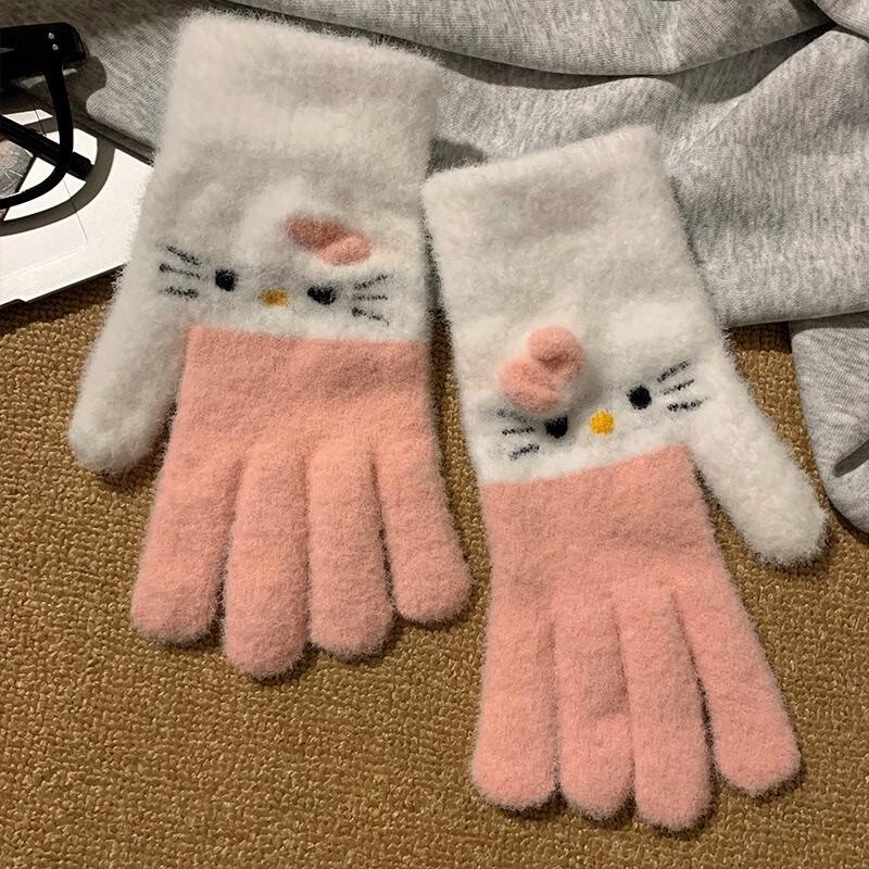 Kitty Cat Winter Plush Gloves