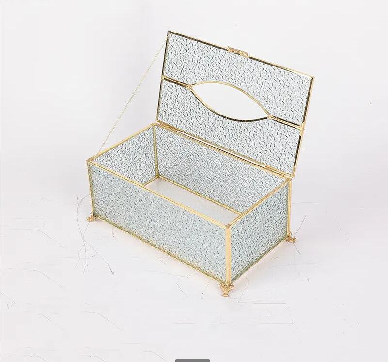Glass Tissue Box Jewelry Boxes Napkin Flip Storage Paper Towel Holder Organizer Holders