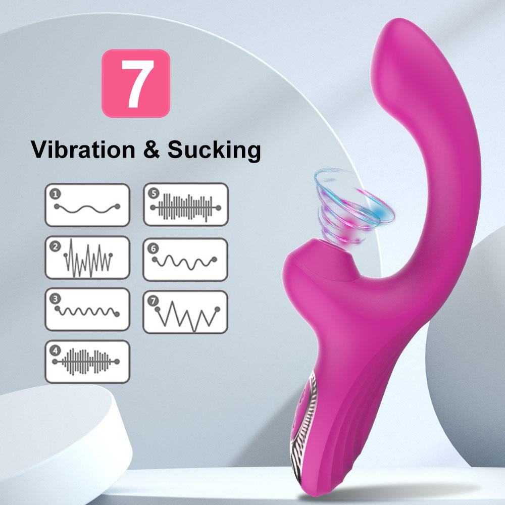 Výkonný vibrační masážní klitoris 2 v 1 7 režimů sací vibrátor pro ženy Stimulátor bodu G a klitorisu Sexuální hračka pro dospělé pro pár