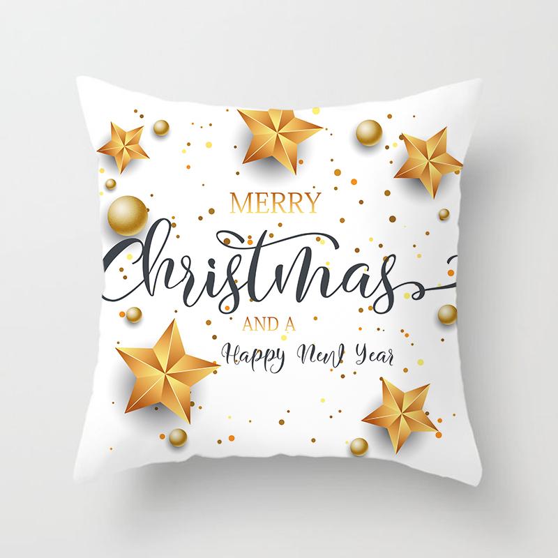 Merry Christmas Printed Pillowcase Christmas Style Cushion Cover Home Sofa Decor Throw Pillowcase