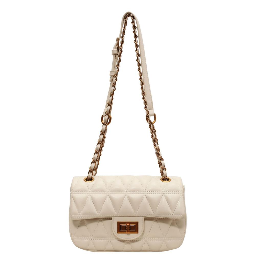 Retro bag women's new high-grade texture rhombus embroidery thread underarm bag commuter shoulder messenger bag