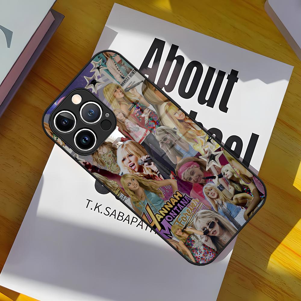 H-Hannah M-Montana Phone Case Glass Cover For IPhone 17 15 Pro Max 14 Pro 16 12 11 13 Mini X XR XS 8 7 Plus SE