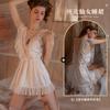 Xianyi Autumn and Winter Sexy Underwear Lace Princess Style Pajamas Women's Deep V Backless Satin Pajamas Loungewear Set 432