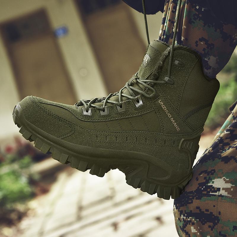 Hiking Shoes Men Boots Mid-top Outdoor Lace-up Anti-slip Combat Boots Wear-resistant Casual Durable Sports Shoes Men