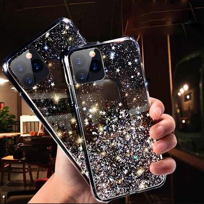 Coque en silicone Bling Glitter Star pour iPhone 16 Pro Max 15 14 Pro 12 11 X XS XR 7 8 Plus SE 2020 Coque arrière souple et transparente à paillettes brillantes