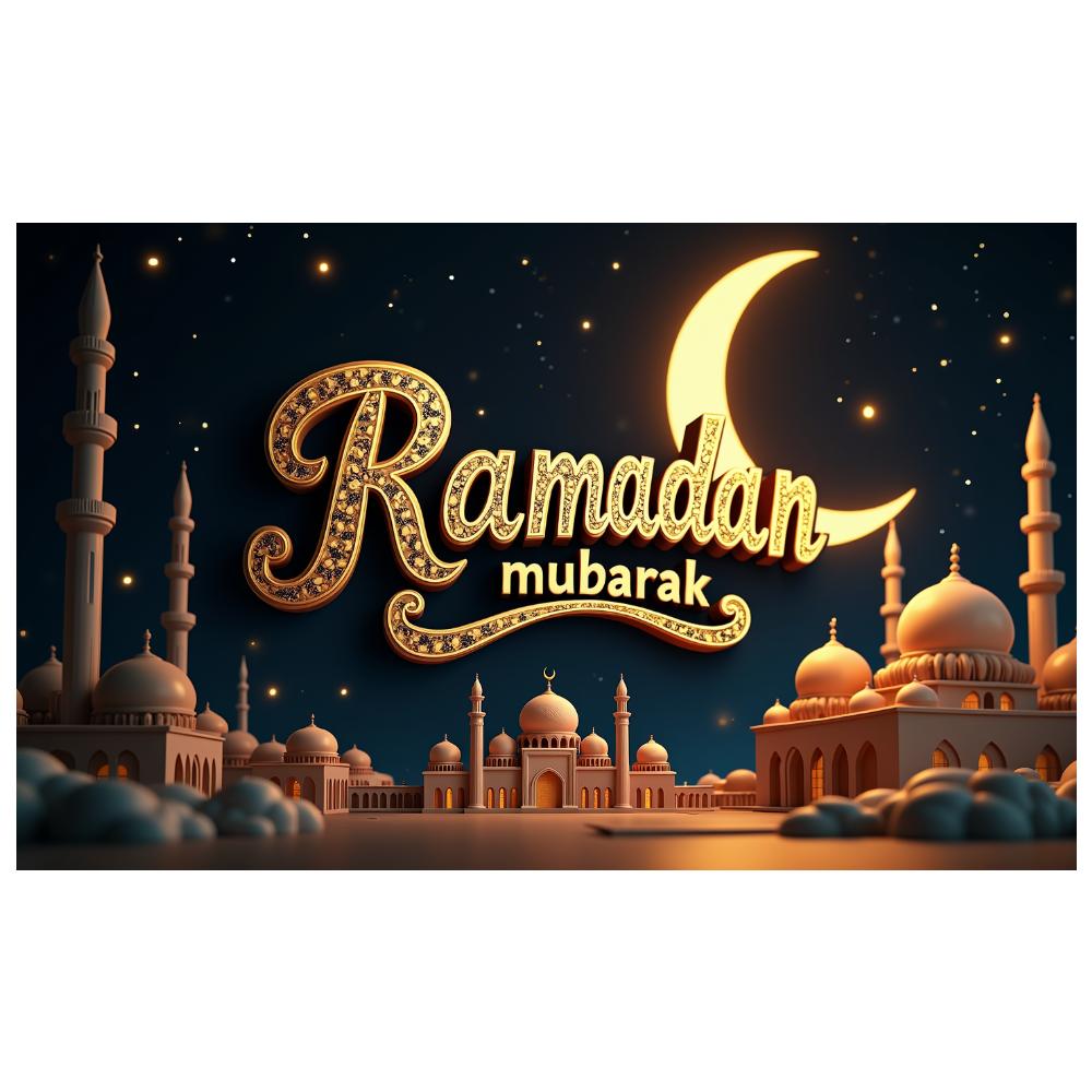 Mosque Backdrop Black And Gold Mubarak Banner Ramadan Banner Themed Ramadan Mubarak Decorations For Event Decor Photography Prop